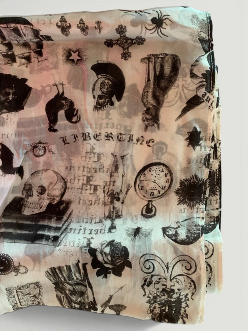 Whimsical scull silk scarf - Picture 5 of 10